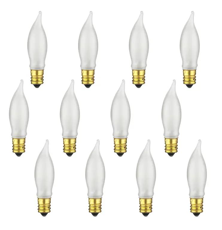 12 Pack Sunlite Frost Petite Chandelier Bulb, 10W, 120V, Candelabra Base