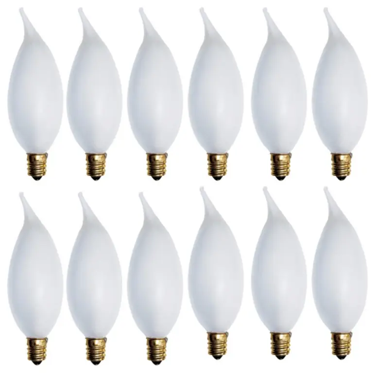 12 Pack Sunlite Frost Petite Chandelier Bulb, 15W, 120V, Candelabra Base