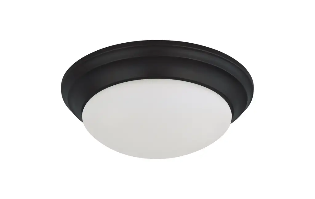 18W Flush Mount Twist & Lock Fixture - LED 12 in. Matte Black Frosted Glass