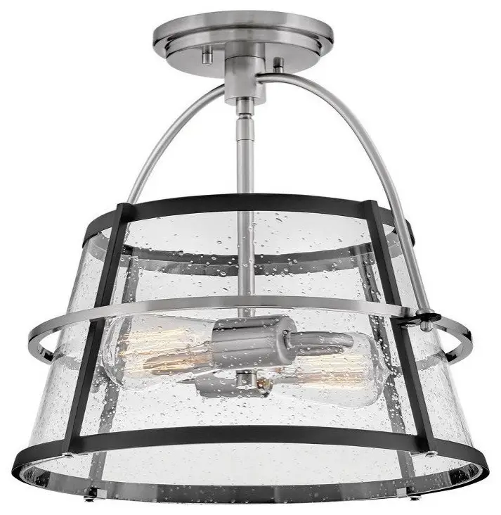 28W 2 LED Medium Semi-Flush Mount In Mid-Century Modern Style-13.5 Inches Tall