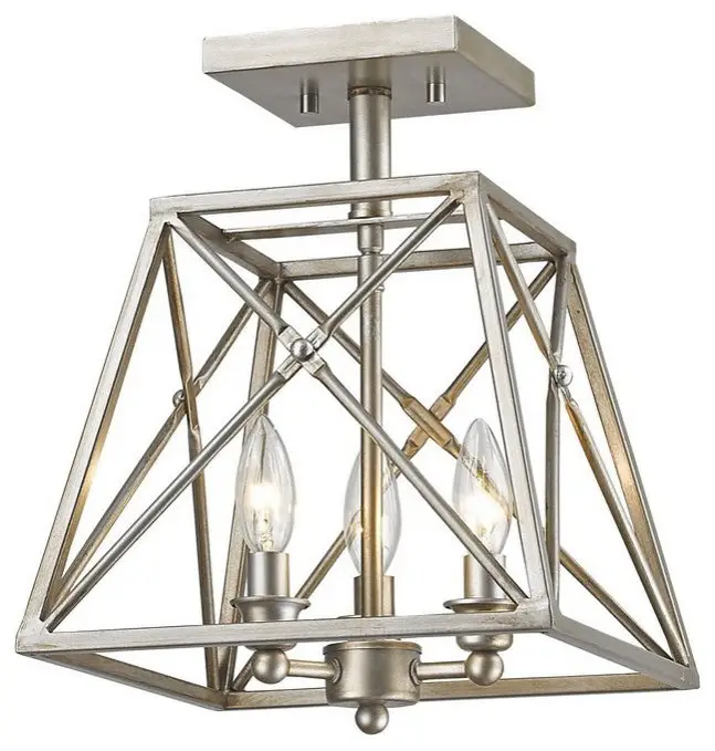 3 Light Semi-Flush Mount in Coastal Style - 11 Inches Wide by 14 Inches High