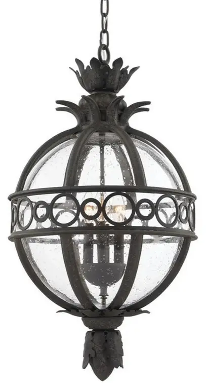 4 Light Outdoor Hanging Lantern-27.5 Inches Tall and 16.75 Inches Wide