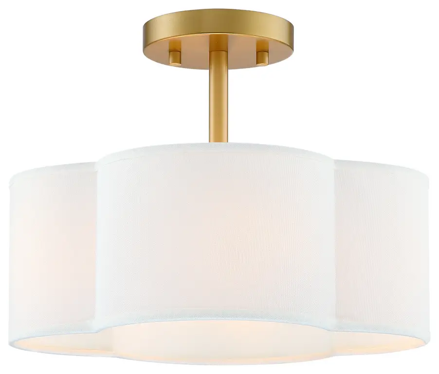 4-Light Scallop Semi Flush Mount Ceiling Light, Gold
