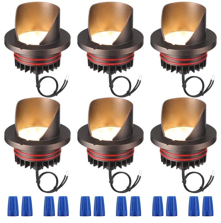 6-Pack 6W Shielded Low Voltage Hardwired Well Light, 3000K Warm White