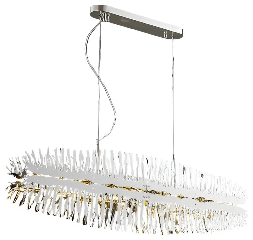 Acquaviva delle Fonti | Modern Creative Golden LED Сhandelier for Dining Room, Silver, L47.2xw6.3xh11.8", Cool Light, Dimmable