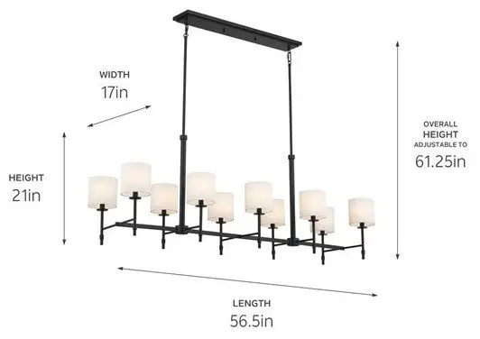 Ali 10 Light Chandelier, Black