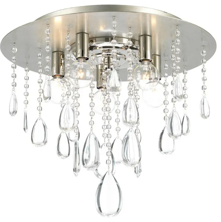 Anjoux 5-Light Flush Mount Silver Ridge Clear Crystal