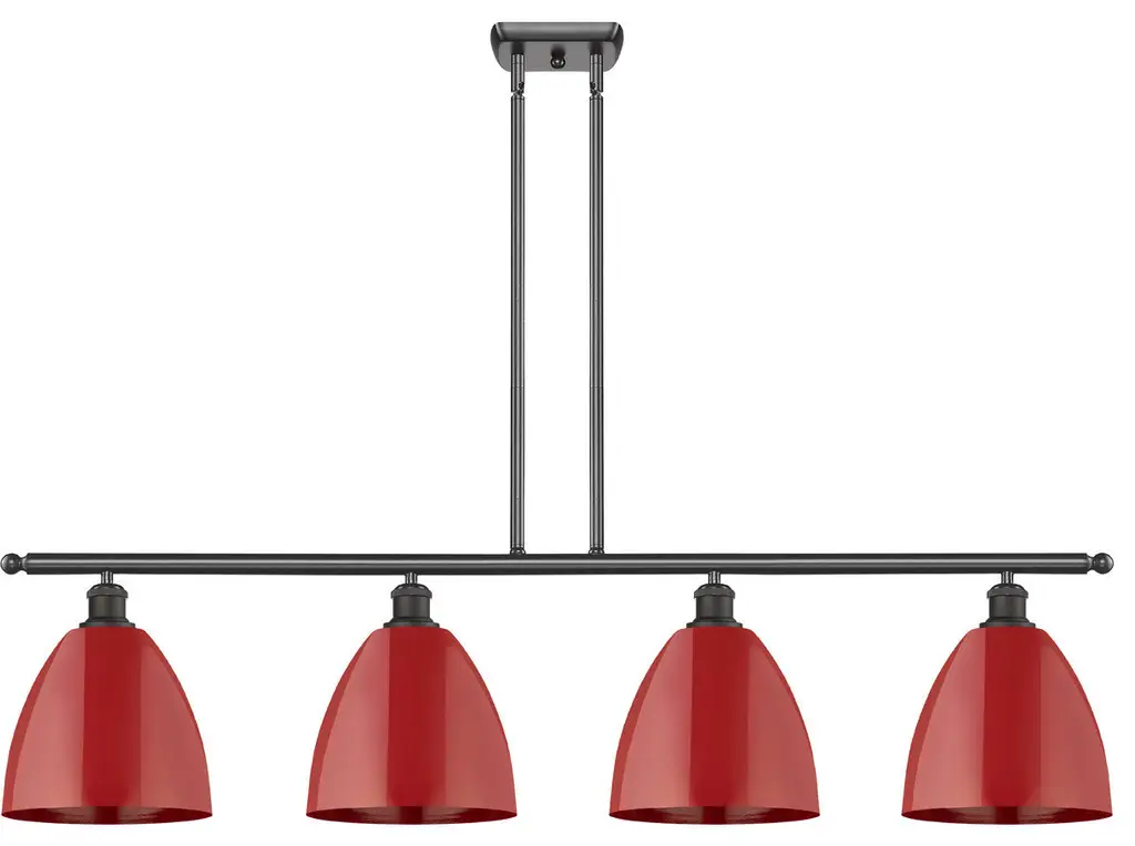 Ballston Plymouth Dome 4 Light Island Light, Oil Rubbed Bronze, Matte Red