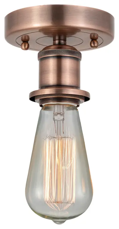 Bare Bulb-1 Light 2" Semi-Flush Mount-Antique Copper Finish