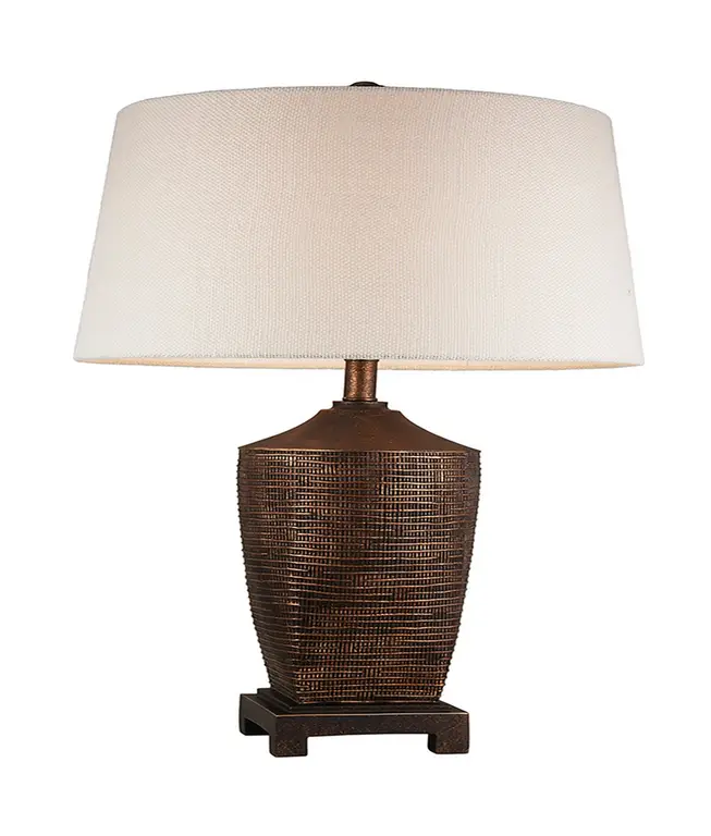 Benzara BM240304 Table Lamp With Polyresin Urn Shape Base, Bronze