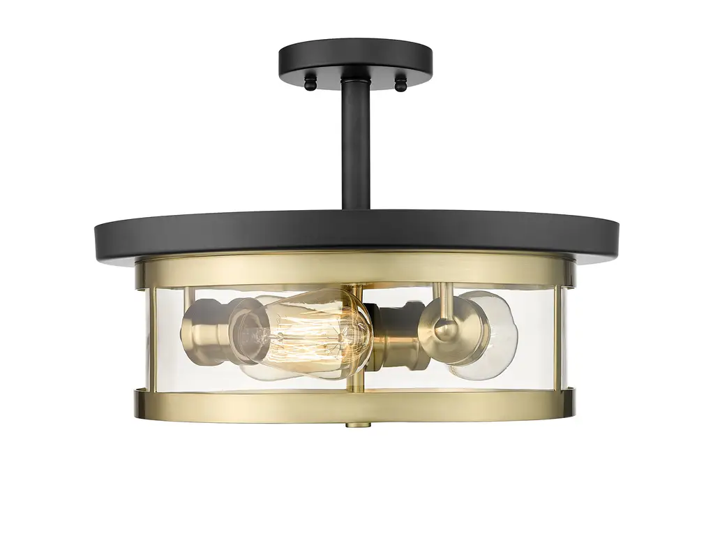 Bethel International YS22137-3SF-BGD 3-Light Semi Flush Mount, Black and Gold
