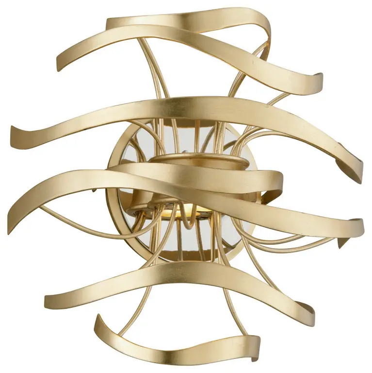 Calligraphy LED Wall Sconce, Gold Leaf W Polished Stainless