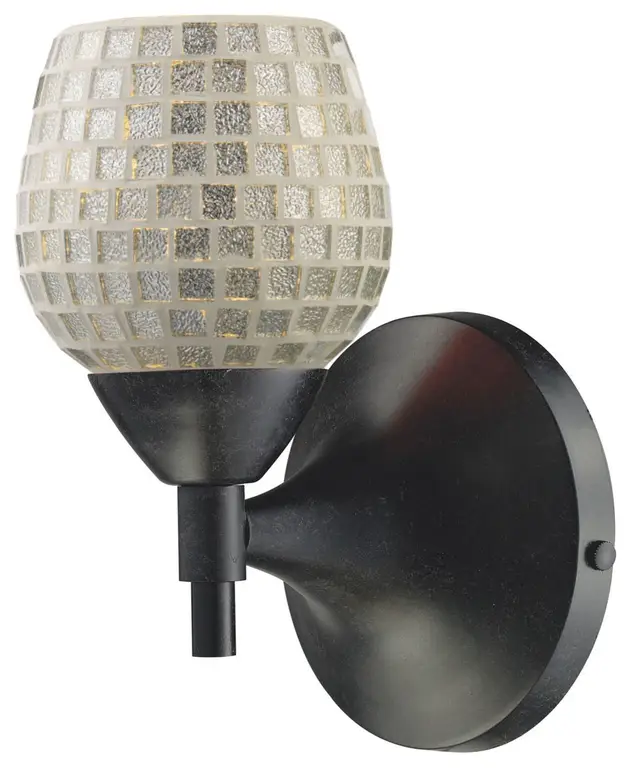 Celina 1-Light Sconce, Dark Rust and Silver Glass