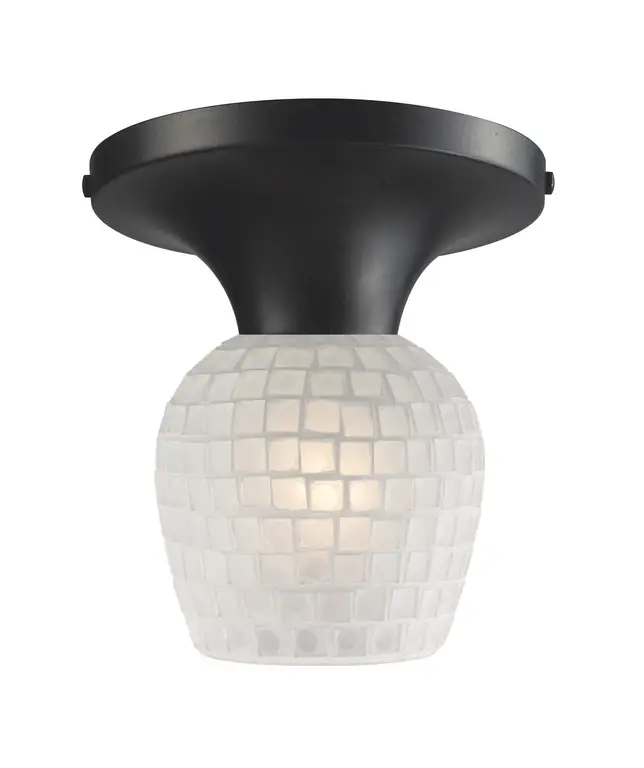 Celina 1-Light Semi-Flush, Dark Rust and White Glass