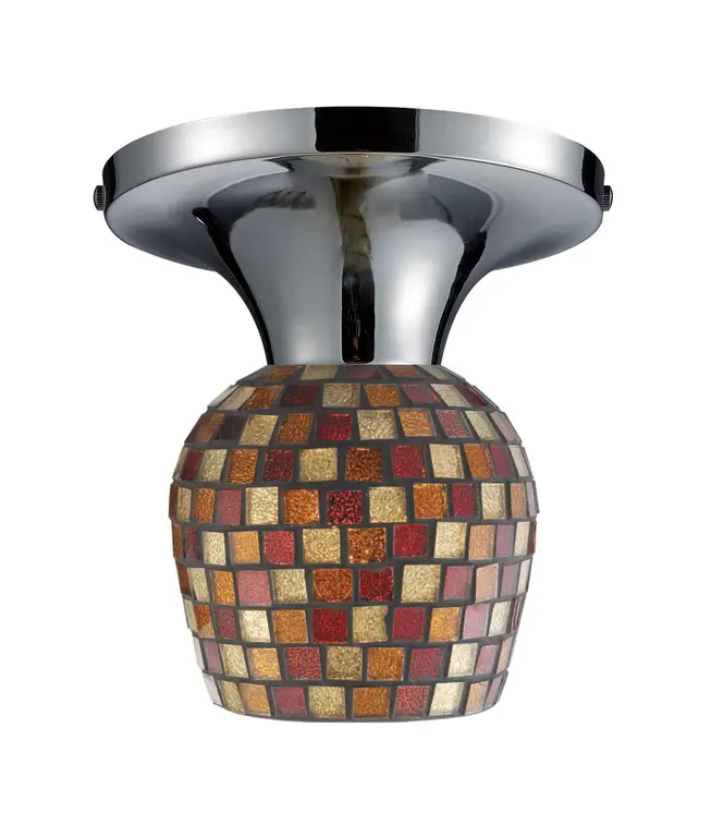 Celina 1-Light Semi-Flush, Polished Chrome and Multi Fusion Glass