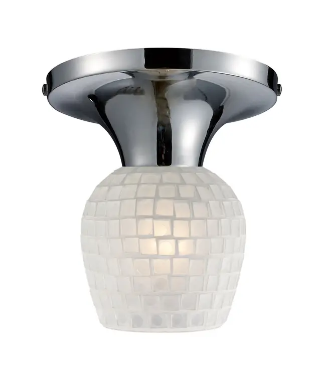 Celina 1-Light Semi-Flush, Polished Chrome and White Glass