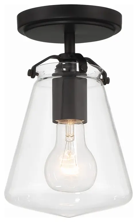 Crystorama Voss 1 Light Matte Black Semi Flush Mount
