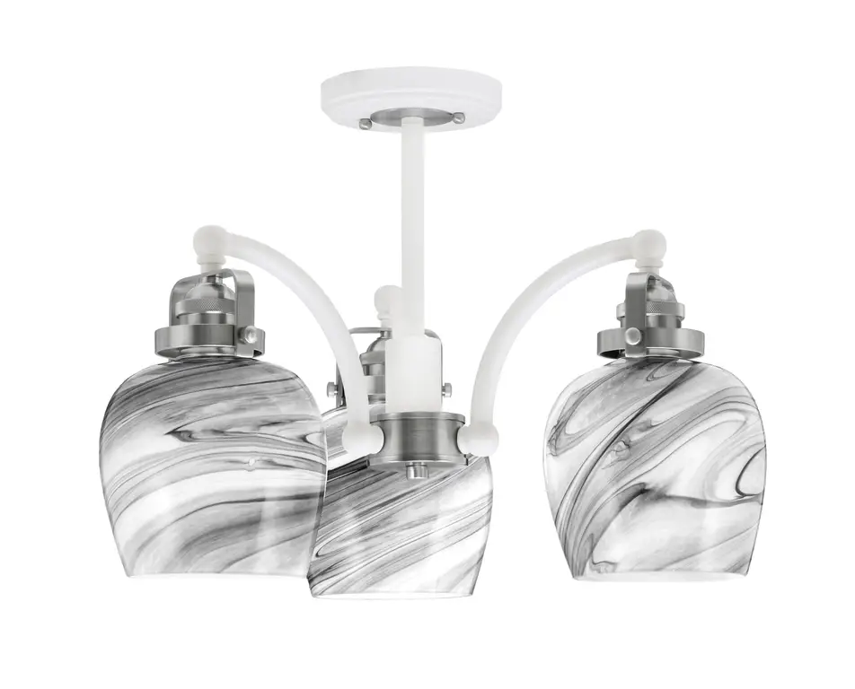 Easton Semi-Flush In White & Brushed Nickel Finish, 6" Onyx Swirl