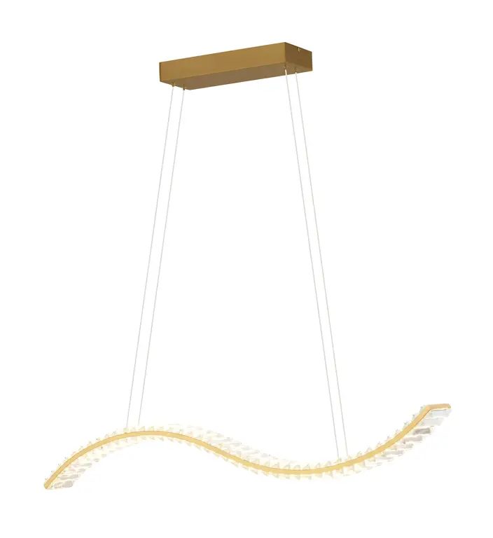 Edgewater 1L LED Gold Crystal Linear Chandelier Island Pendant Light Fixture