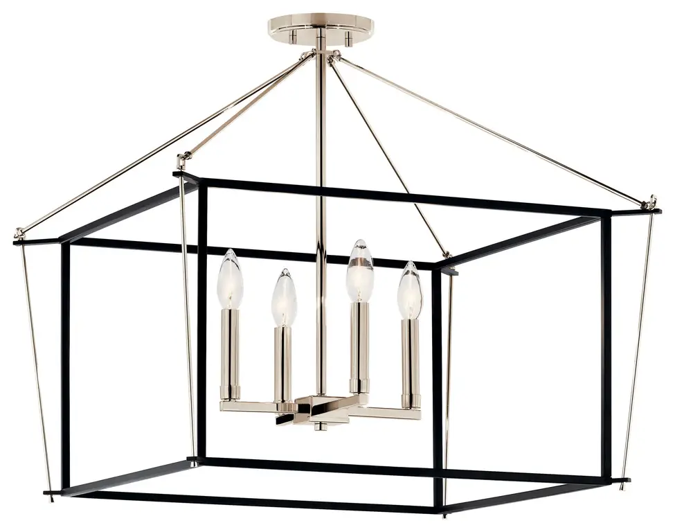 Eisley 4 Light Semi Flush Mount, Polished Nickel, 20"