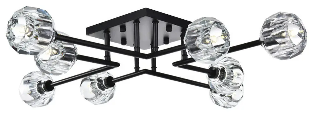 Elegant Lighting 3505F31 Eren 8 Light 31"W Semi-Flush Ceiling - Black