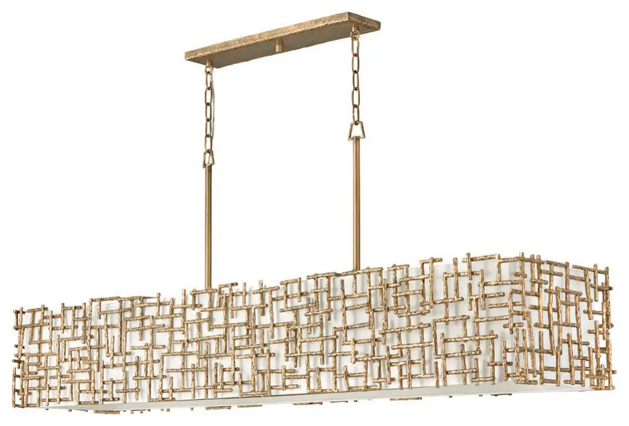 Farrah Ten Light Linear Chandelier, Burnished Gold
