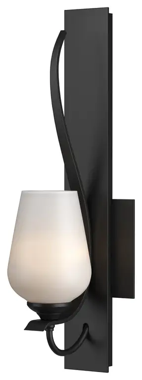 Flora Low Sconce, Black, Opal Glass