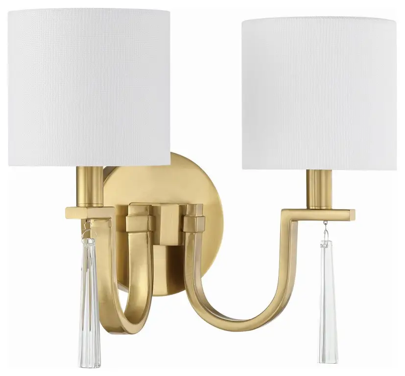 Fortuna Two Light Wall Sconce, Satin Brass