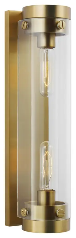 Garrett Two Light Wall Sconce in Burnished Brass