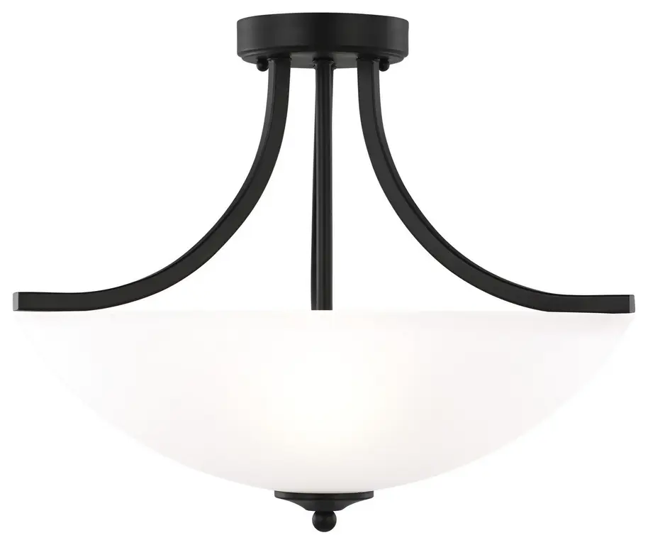 Geary Three Light Semi-Flush Convertible Pendant in Midnight Black