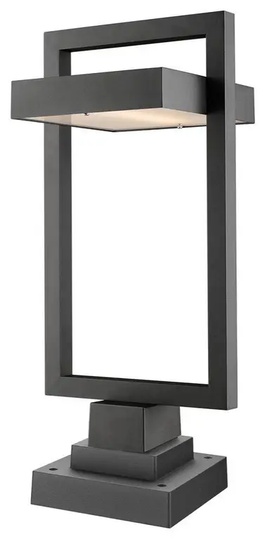 Geometric 12W 1 LED Outdoor Square Pier Mount Lantern Frosted Glass Shade 10.5