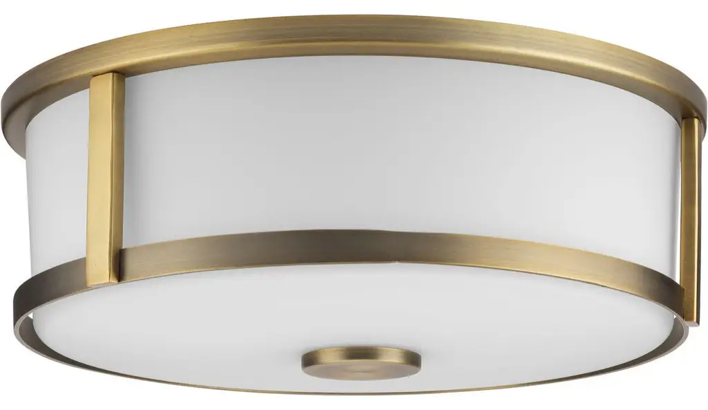 Gilliam Collection 12-5/8" Two-Light Vintage Brass Flush Mount