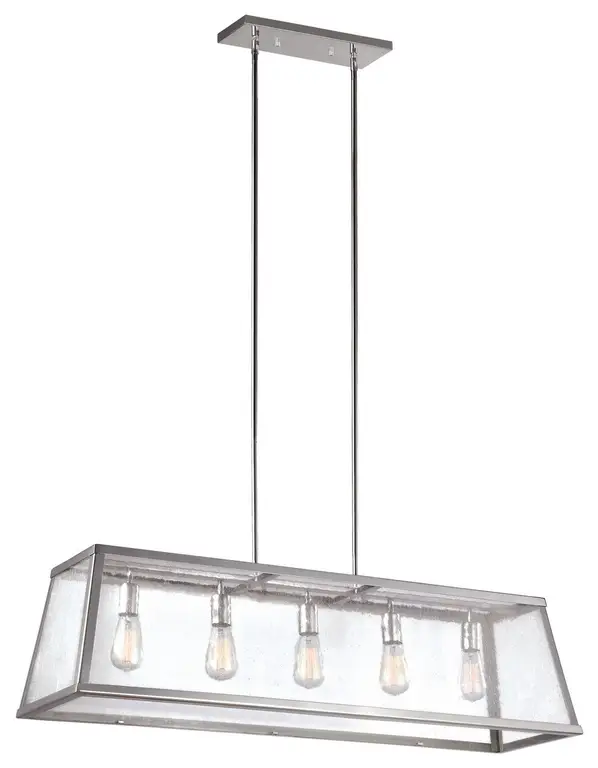 Harrow Five Light Island Chandelier in Polished Nickel
