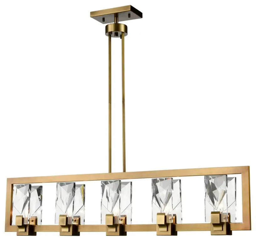 Horizon 5 Light Chandelier, Aged Brass