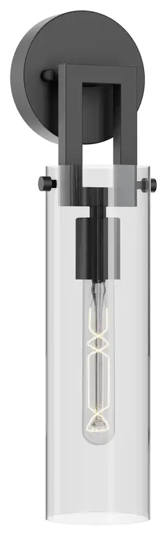 Houston 17" Wall Sconce, Clear Glass, Black Finish