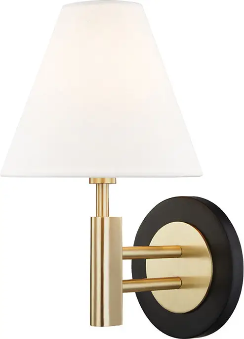Hudson Valley Robbie 1-Light Wall Sconce, Aged Brass/Black