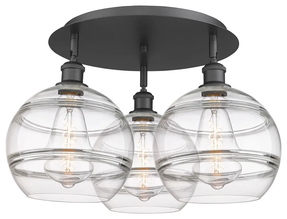 Innovations Lighting 516-3C-13-22 Rochester Flush Rochester 3 - Matte Black /