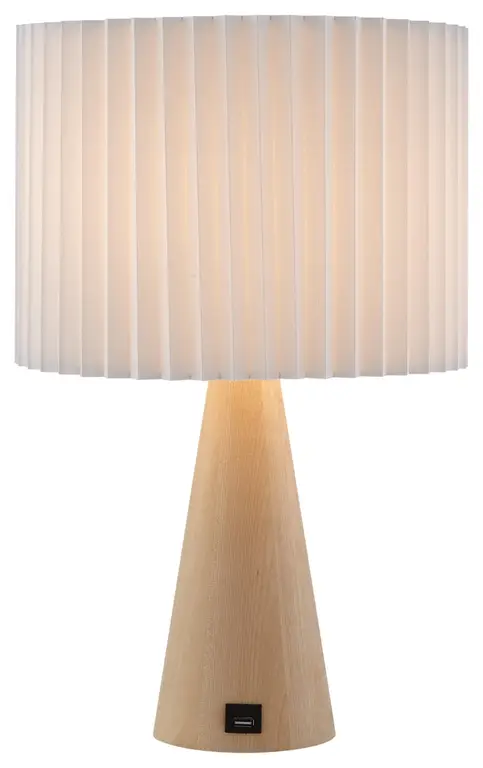 Inspired Home Ileana Table Lamp, USB Charger, Ivory