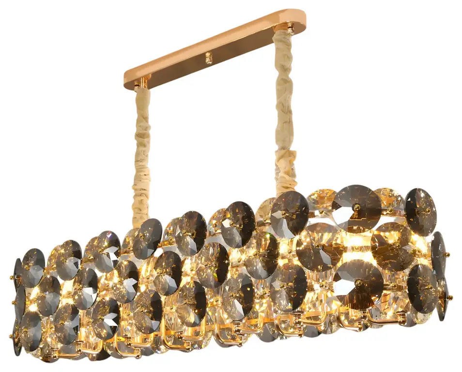 Isola | Lux Smoky Gray/Cognac Crystal Chandelier, Warm Light, Dimmable