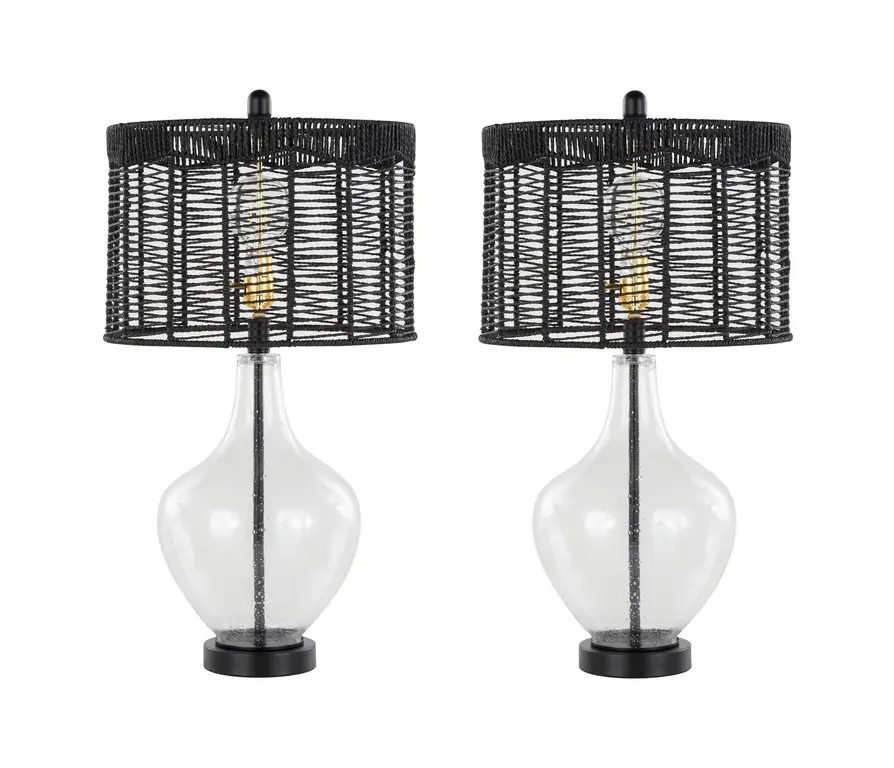 Jenna 26" Glass Table Lamp, Set of 2