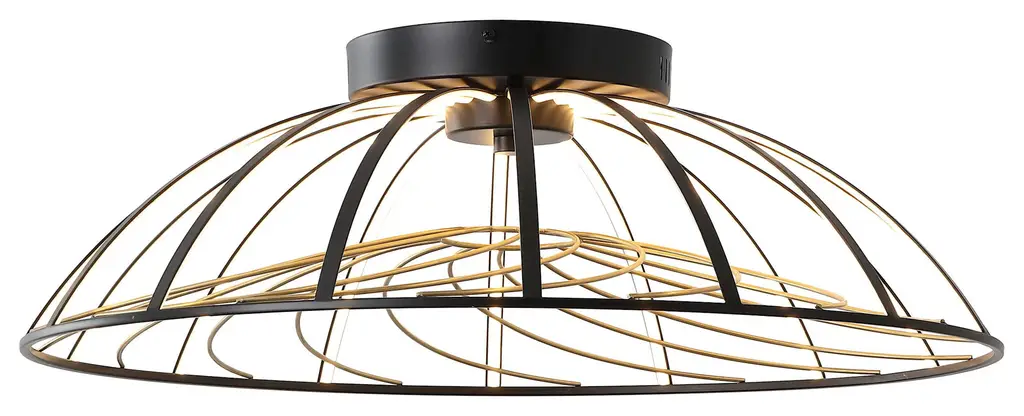 JONATHAN Y Lighting JYL7148 Ambros 24"W LED Semi-Flush Ceiling - Black / Gold