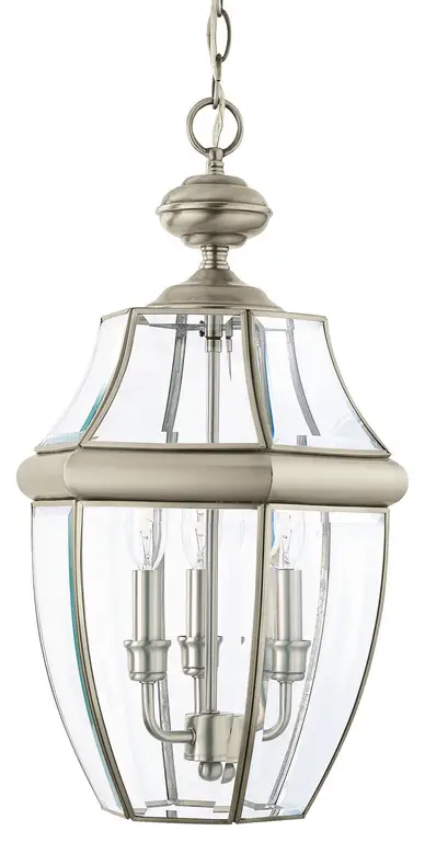 Lancaster 3-Light Outdoor Pendant, Antique Brushed Nickel