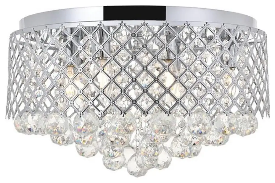 Living District Tully 6-Light Metal & Crystal Flush Mount in Chrome/Clear