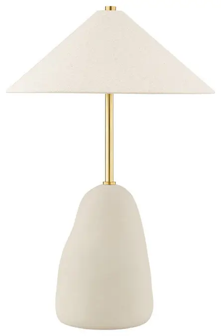 Maia Two Light Table Lamp in Aged Brass/Ceramic Textured Beige