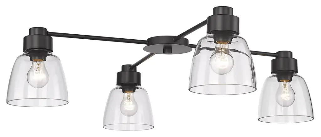 Matte Black Four Light Flush Mount from the Remy Collection