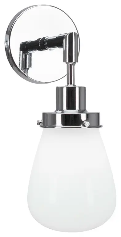 Meridian 1 Light Wall Sconce, Chrome Finish, 5" White Glass