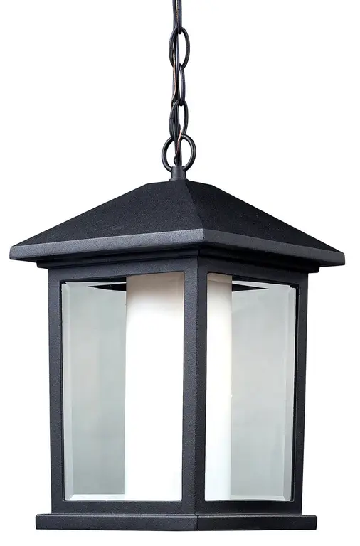Mesa 1-Light Outdoor Chain Light, Black With Clear Beveled Glass