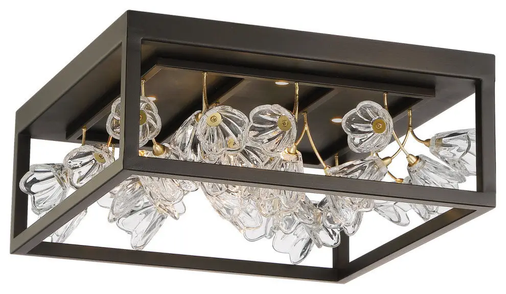 Metropolitan Maison Des Fleurs 4-Light Flush Mount, Regal Bronze With Gold