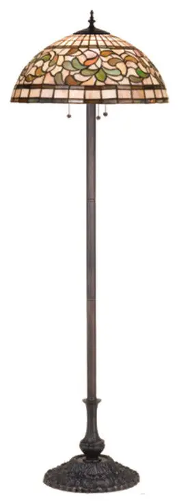 Meyda Tiffany 17534 Stained Glass / Tiffany Three Light Floor - Mahogany Bronze
