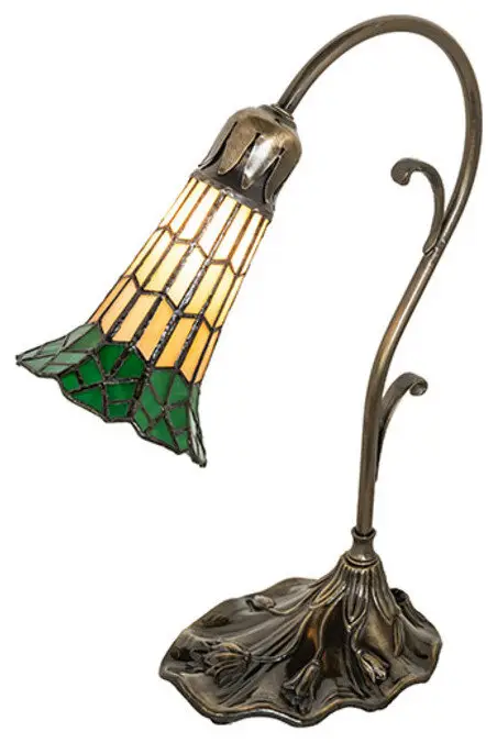 Meyda Tiffany 27084 15" Tall Gooseneck Table Lamp - Antique Brass